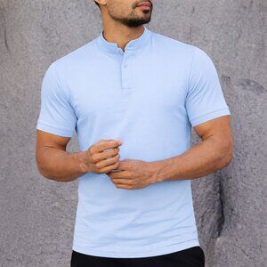 Mantra Catalyst Short Sleeve Henley Signature Polo Shirt Sky Blue XL